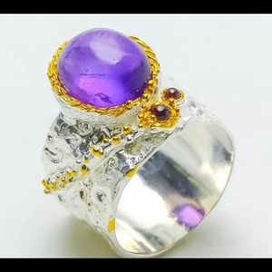 Natural Amethyst sterling silver Ring